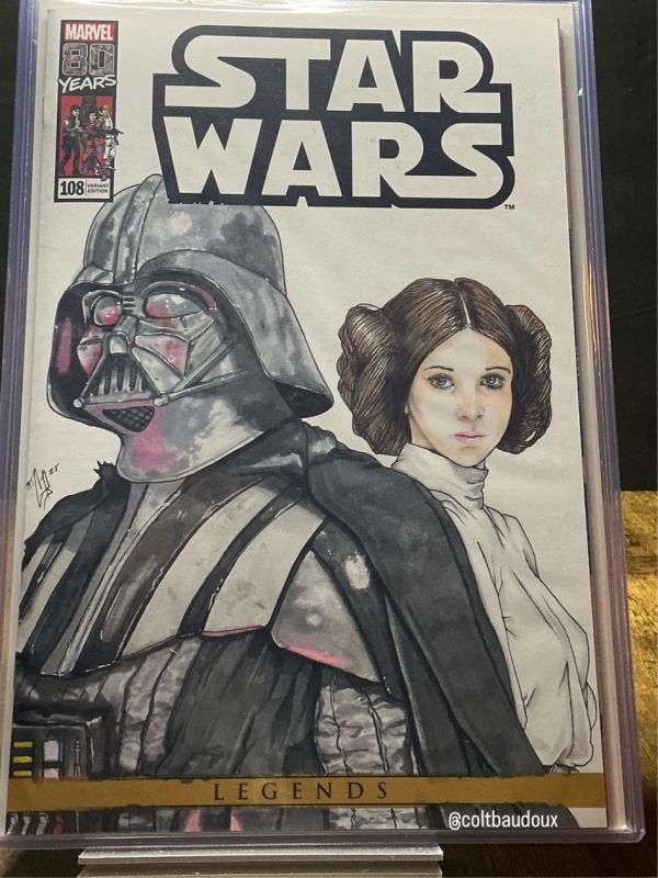 Image for Star Wars Sketch Cover featuring Darth Vader and Princess Leia