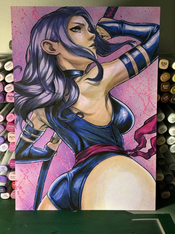 Image for Psylocke X-men Marvel A4 Original Art - Arttrober 2024