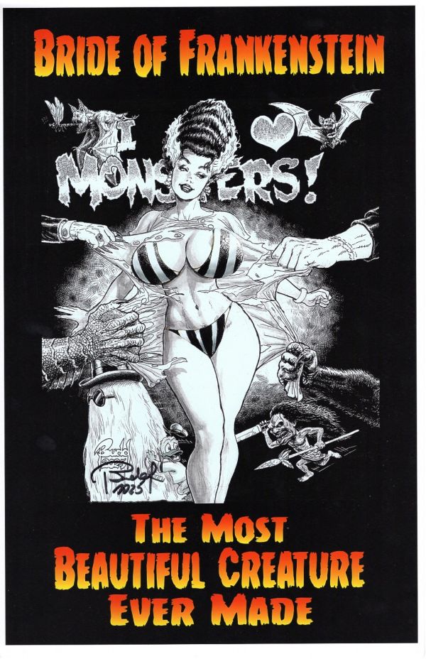 Image for BRIDE OF FRANKENSTEIN COLOR PRINT SIGNED BUDD ROOT