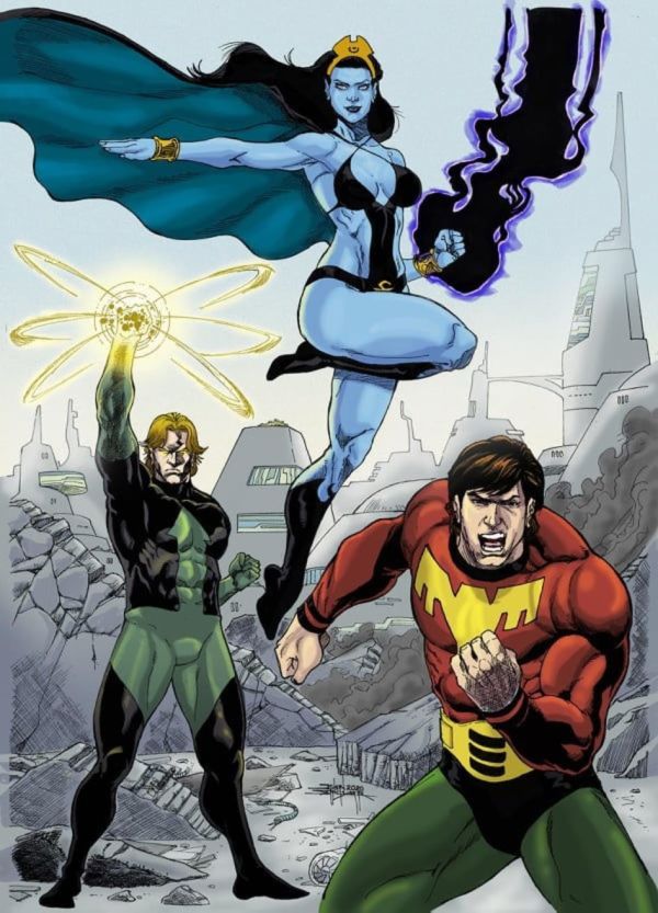 Image for Element Lad, Shadow Lass and Ultra Boy from the Legion of Super-Heroes by Jean Sinclair