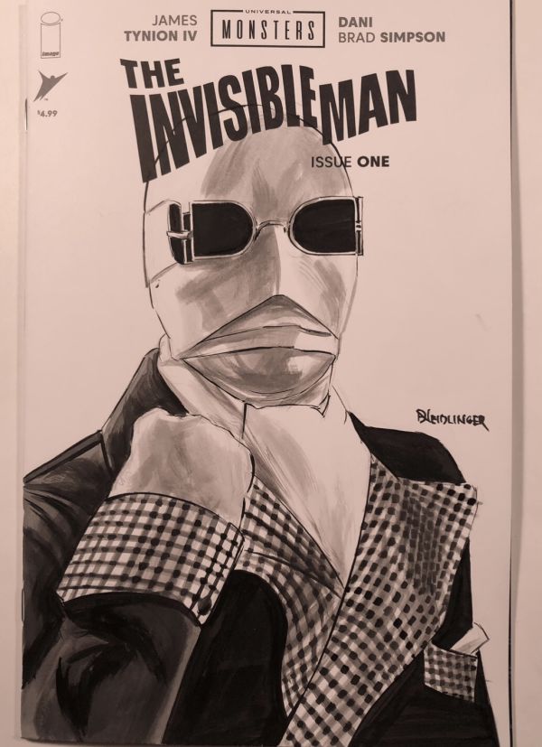 Image for The Invisible Man Ink Wash Sketch Cover