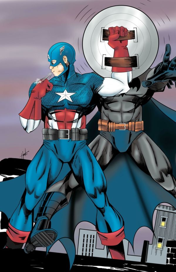 Image for Captain America and Batman Pin Up