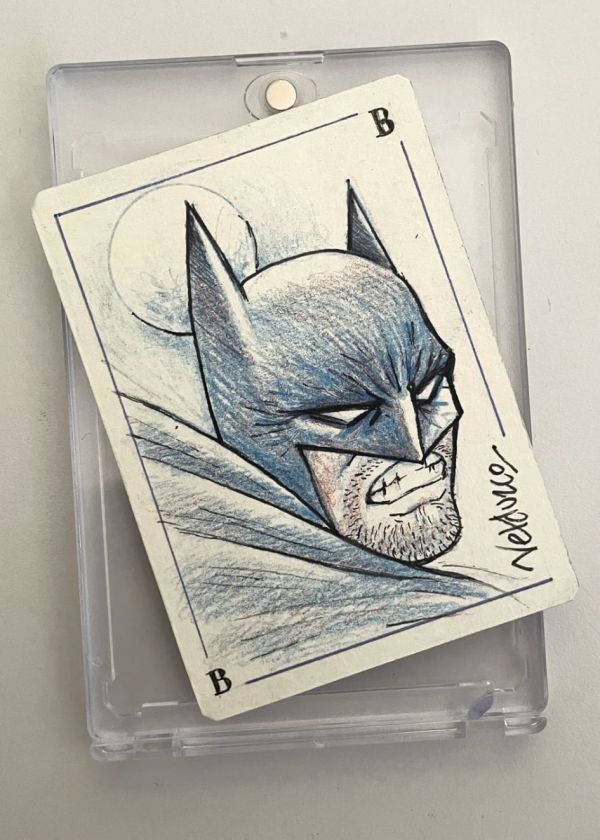 Image for Batman Sketch Card on Poker Card