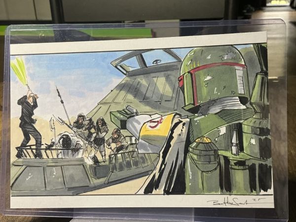 Image for Boba Fett and Luke Skywalker Star Wars Illustration Topps Artist Ben AbuSaada