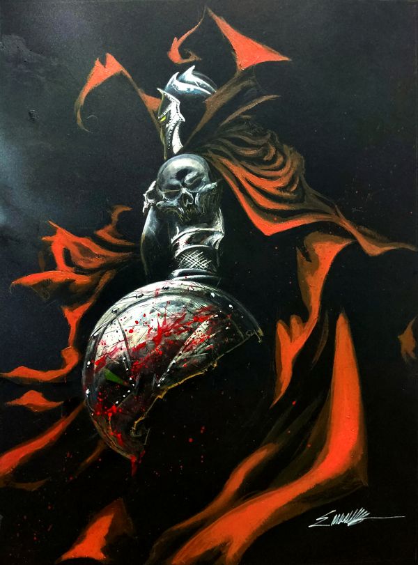 Image for Medieval spawn Acrylics 11x17 on Black paper by Manu Silva 
