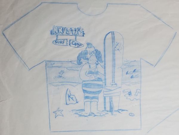 Image for Simpsons Krusty's Surf Camp Summer/Surfing T-Shirt Production Design