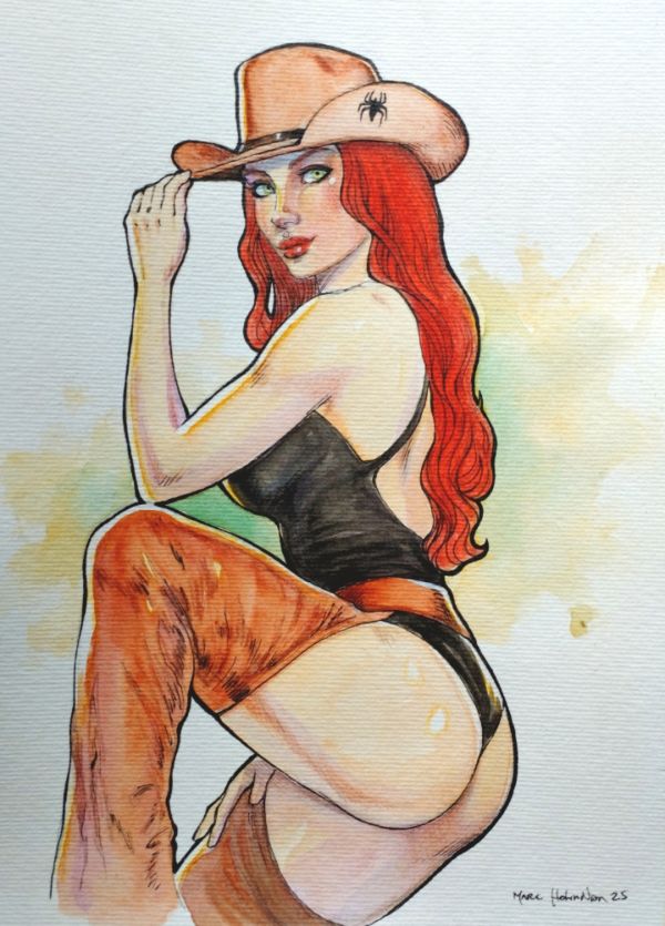 Image for Mary Jane Cowgirl (Spider Man) Pin-Up Illustration (9X12)