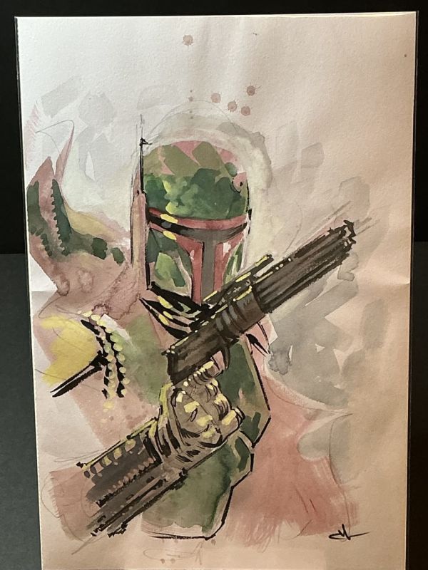 Image for Boba Fett Watercolor painting A4