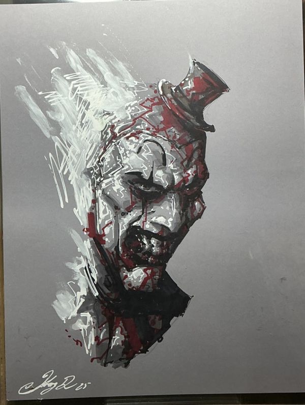 Image for Terrifier Art the Clown Acrylic Painting A4 by Johnny Desjardins 