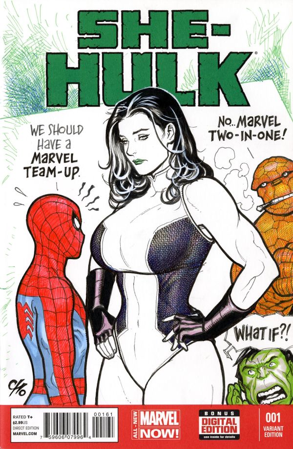 Image for She-Hulk and Spider-Man Team Up sketch cover by Frank Cho