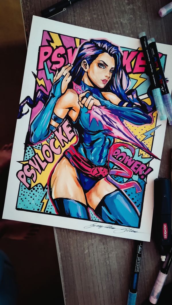 Image for Psylocke  - Pinup art  by Guilherme Silva - 9" x 12"