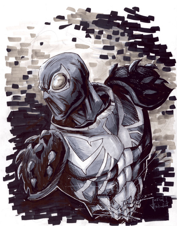 Image for Agent Venom Bust Original Art 11x14 by Justin Prokowich