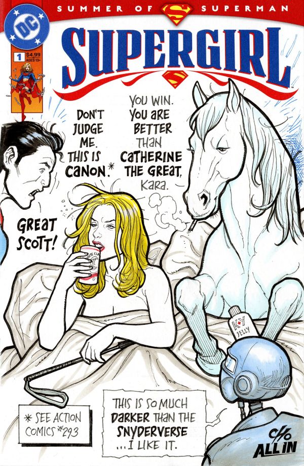 Image for Supergirl and Comet sketch cover by Frank Cho