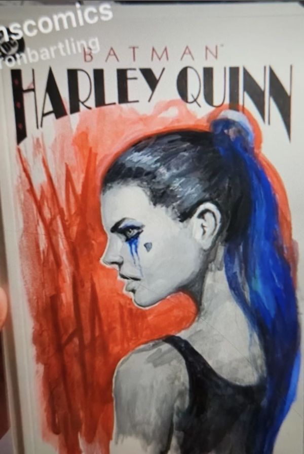 Image for Harley Quinn Acrylic paint Sketch Cover by Aaron Bartling