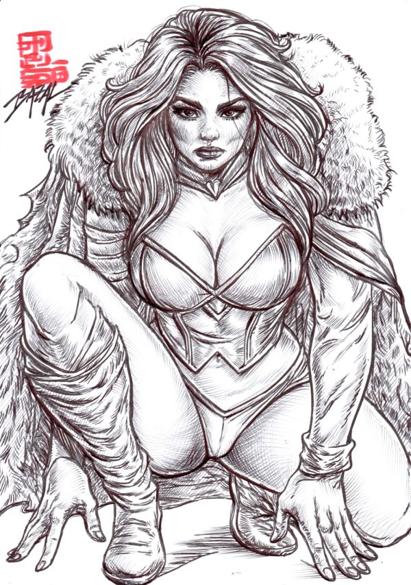 Image for Emma Frost - THE WHITE QUEEN / Bazal. 11,7x 8,3 in. 