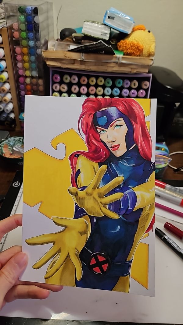 Image for Jean Grey Phoenix A5 Mixed Media Art