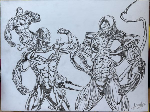 Image for Iron Man, Metallix, and X-O Ink Illustration