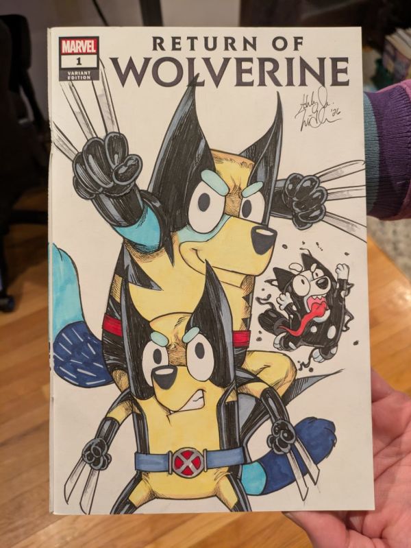 Image for Bluey, Bandit, Venomized Muffin by Ashley Witter Return of Wolverine #1