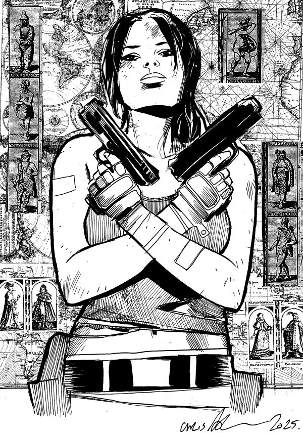 Image for Lara Croft Pen and Ink Drawing