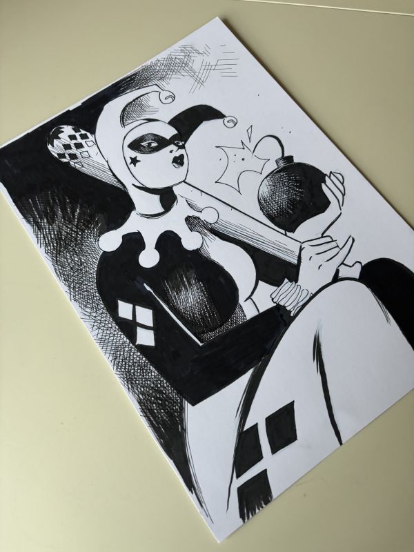 Image for Harley Quinn Pen and Ink Drawing