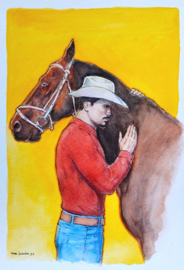 Image for Cowboy and Horse Watercolor Illustration 9x12