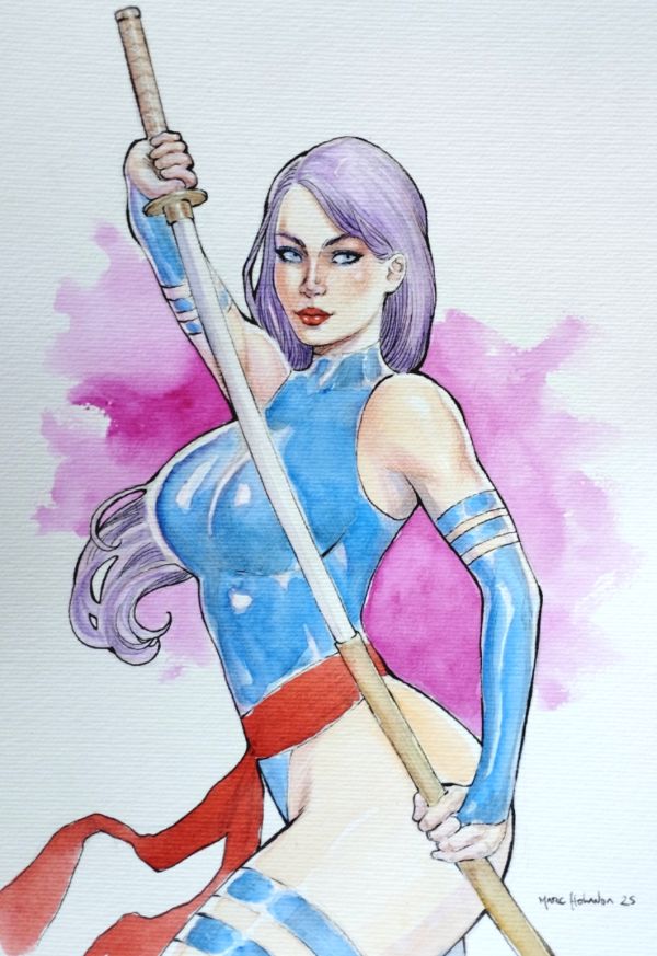 Image for 2 sexy arts: Psylocke and Black Canary Watercolor Illustration 9x12 
