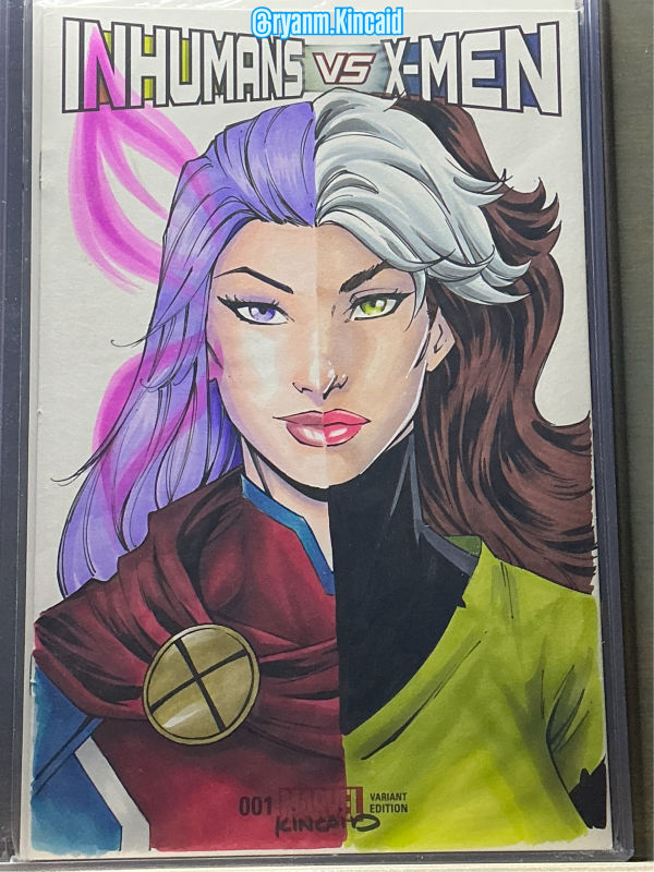 Image for Psylocke & Rogue Split Portrait Sketch Cover by Ryan M. Kincaid