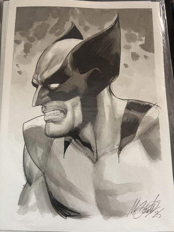 Image for Wolverine – Original A4 Ink & Ink Wash (Mezzatinta) Sketch | Signed | One-of-a-Kind