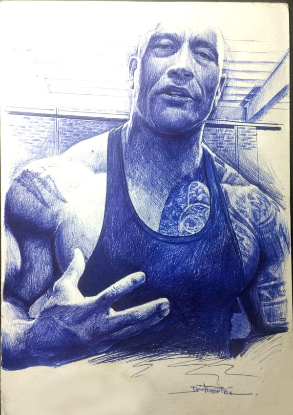 Image for The Rock Ballpoint Pen Drawing by Joel Pereira