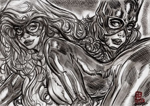 Image for Black Cat and Batgirl - INTENTIONAL CLOSENESS / Bazal. 11,7x8,3in. 