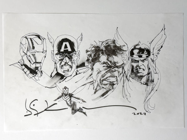 Image for Bill Sienkiewicz original Avengers sketch on Vellum 