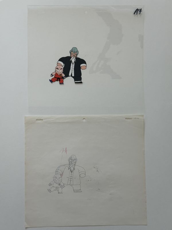 Image for Dragon Ball animation cel featuring Master Roshi and Krillin