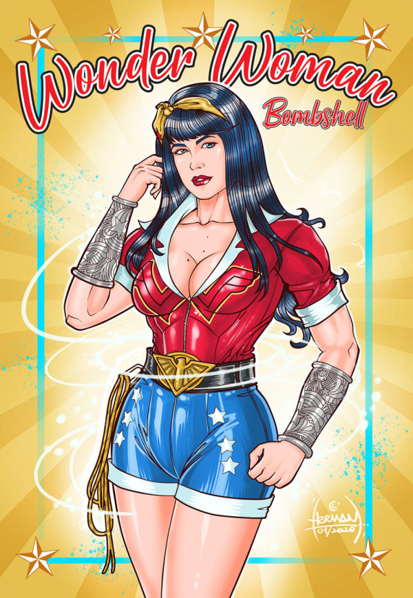 Image for Art Print Wonder Woman Bombshell Illustration / 11x17 inches