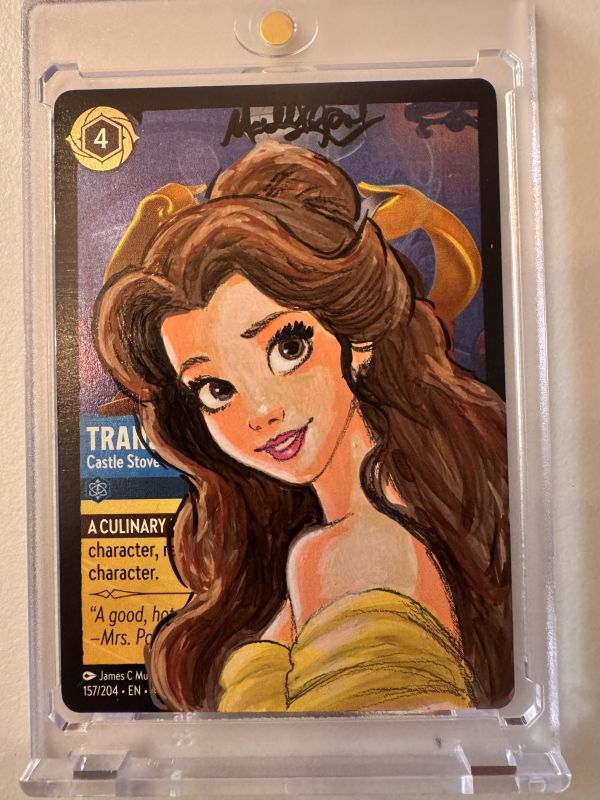 Image for Hand Painted Disney Lorcana card of Belle by original card designer. 
