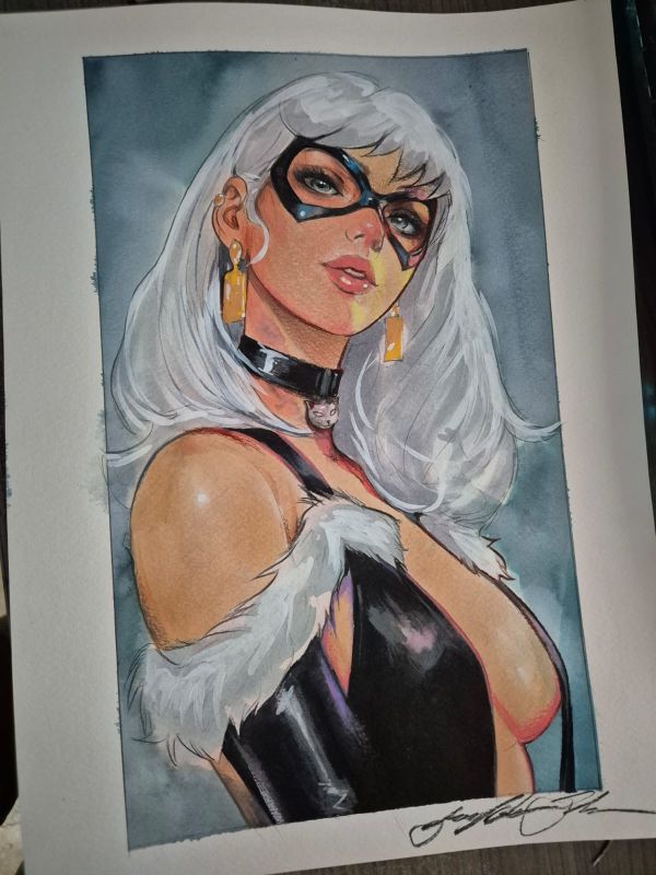 Image for BLACK CAT - Pinup art by Guilherme Silva - 10,6" x 14,2"