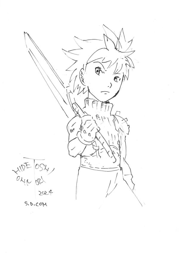 Image for Final Fantasy VII Cloud Sketch by Hidetoshi Omori