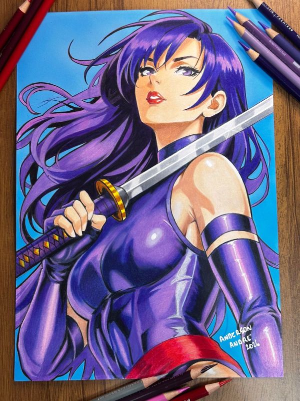 Image for Psylocke Colored Pencil Illustration