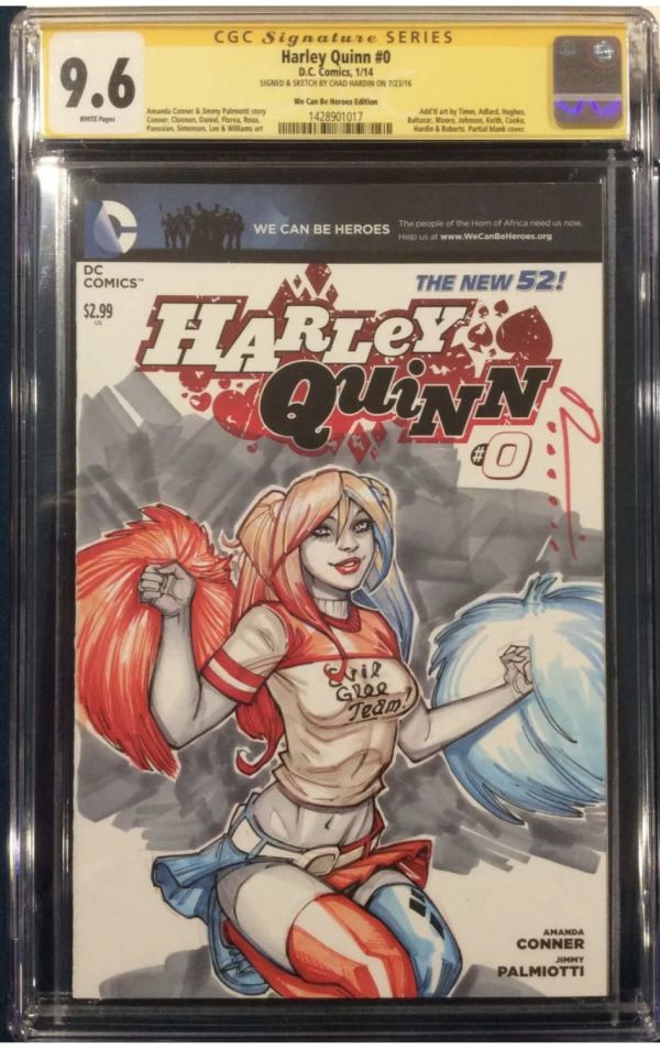 Image for Chad Hardin Harley Quinn #0 CGC SS 9.6 Sketch Cover