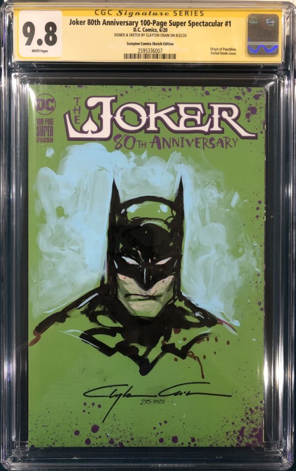 Image for Clayton Crain Batman sketch Joker 80th Anniversary #1 CGC 9.8 Signed