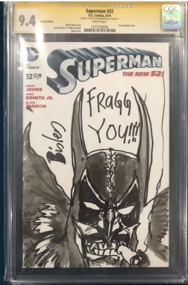 Image for Simon Bisley Lobo Batman Sketch Cover Superman #32 CGC 9.4