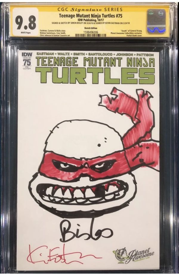 Image for Simon Bisley Teenage Mutant Ninja Turtles #75 Kevin EastmanSigned Sketch Cover
