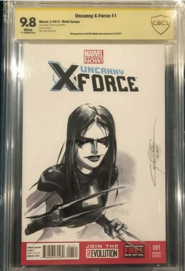 Image for Clayton Crain Uncanny X-Force #1 CBCS 9.8 Sketch Cover