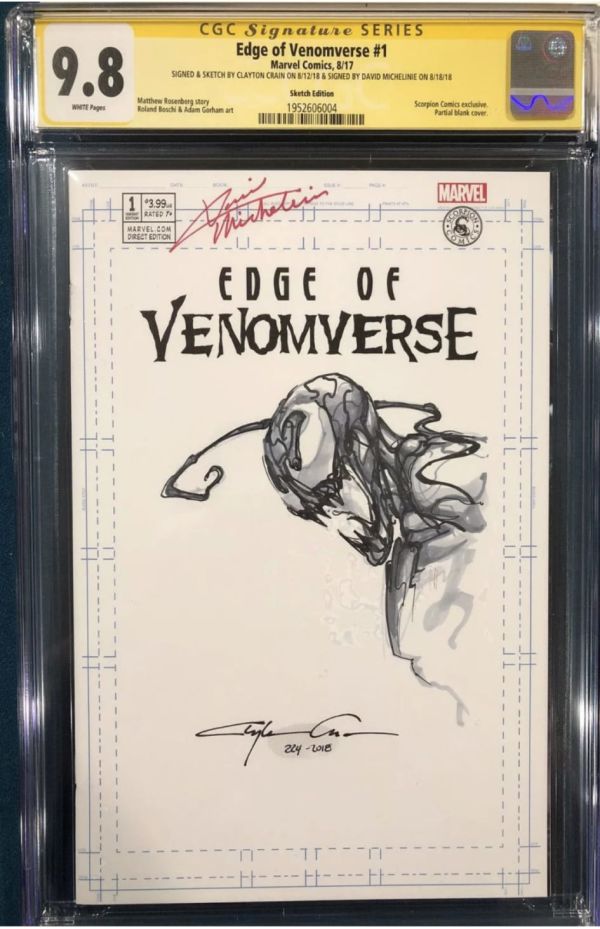 Image for Clayton Crain Edge of Venomverse #1 Sketch Cover CGC 9.8