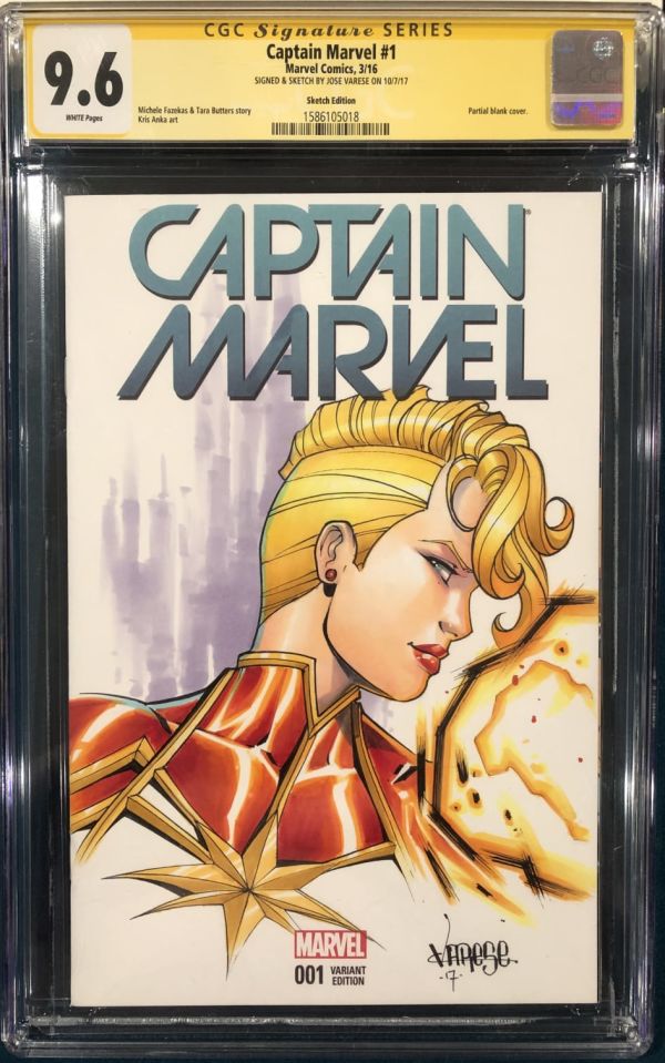 Image for Jose Varese Captain Marvel #1 CGC 9.6 Signed sketch