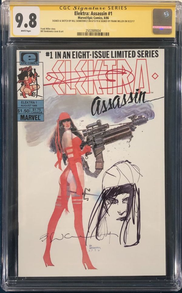 Image for Frank Miller signed Elektra: Assassin #1 CGC SS 9.8 Bill Sienkiewicz Sketch