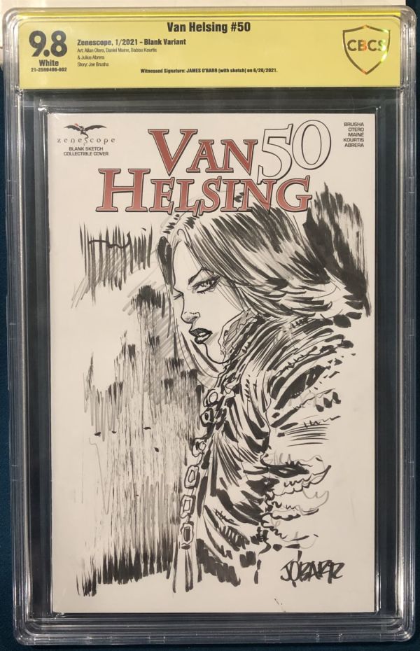 Image for James O’Barr original Van Helsing #50 Sketch Cover Graded 9.8