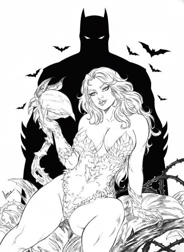 Image for Poison Ivy and Batman Original Art (9”x12”)