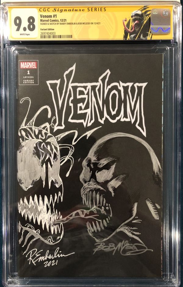 Image for Randy Emberlin and Bob McLeod Venom #1 CGC 9.8 Signed Sketch Cover