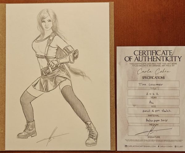 Image for Tifa Lockhart Pencil Art by Carla Cohen