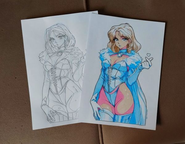Image for Original artwork by Emma Frost, by Edi Santos "9x12" Original sketch included as a bonus.